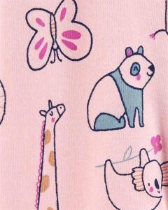 Carter's Kız Bebek Tulum Pembe Hayvan Baskılı - 8